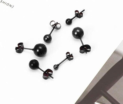 6Pairs 316L Surgical Steel Black Ball Round 3/4/5/6/7/8mm Men Women Stud Earring